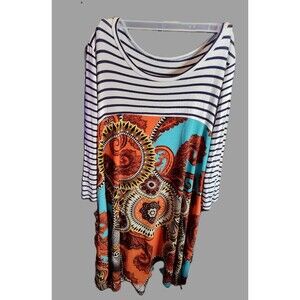 Women's Colorful Pattern Flowy Midi Dress